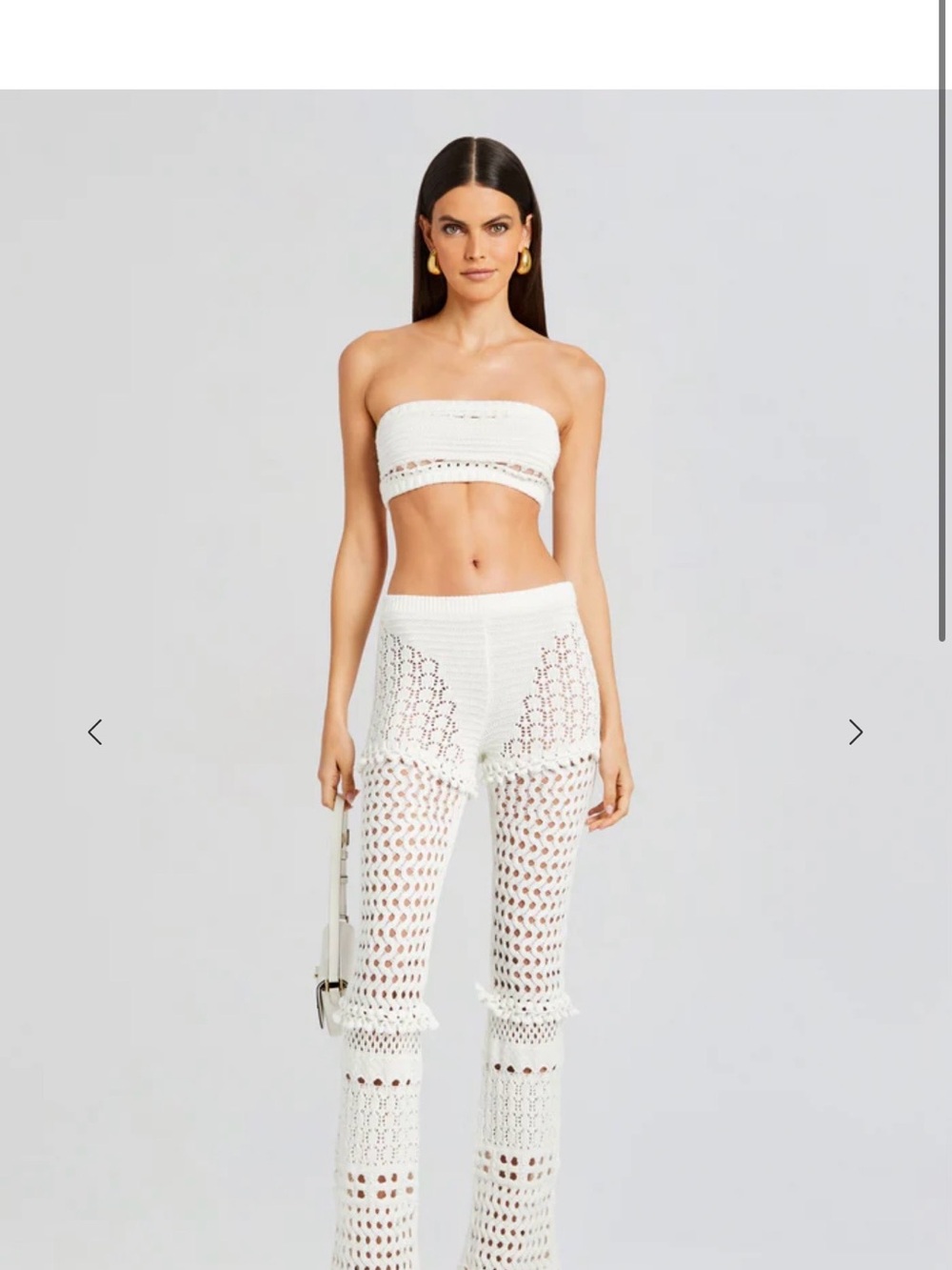 REVOLVE x Retrofete White Crochet Wide-Leg Knit Pants